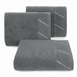 Ręcznik EVITA 50x90 stalowy z srebrnym zdobieniem - PREMIUM  