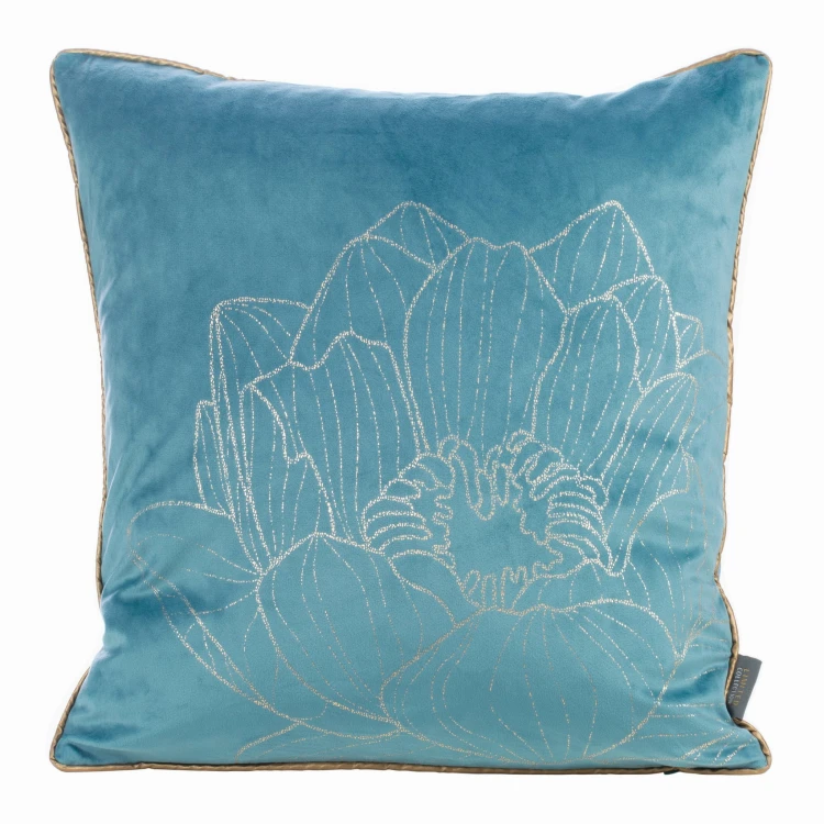limited collection -POSZEWKA DEKOR - lotos - VELVET 45X45 ZŁOTY nadruk