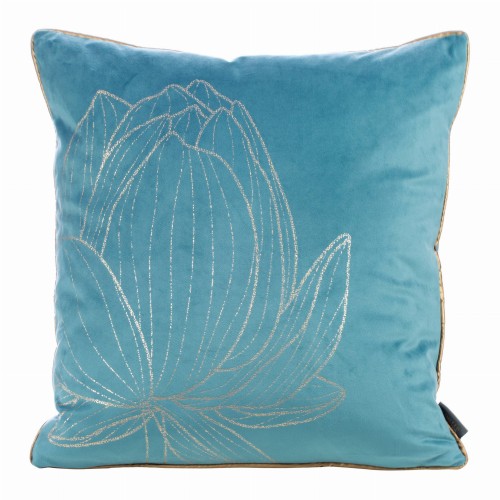 limited collection -POSZEWKA DEKOR - lotos - VELVET 45X45 ZŁOTY nadruk