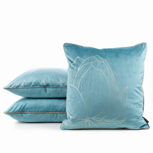 limited collection -POSZEWKA DEKOR - lotos - VELVET 45X45 ZŁOTY nadruk