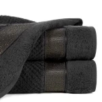 Ręcznik MILAN PREMIUM - z glamour bordiurą - 50x90 CZARNY 100% bawełna z złotą nicią