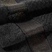 Ręcznik MILAN PREMIUM - z glamour bordiurą - 50x90 CZARNY 100% bawełna z złotą nicią