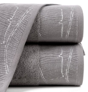 Ręcznik - metalic - 50x90 stalowy z srebrnym zdobieniem