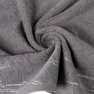 Ręcznik - metalic - 50x90 stalowy z srebrnym zdobieniem